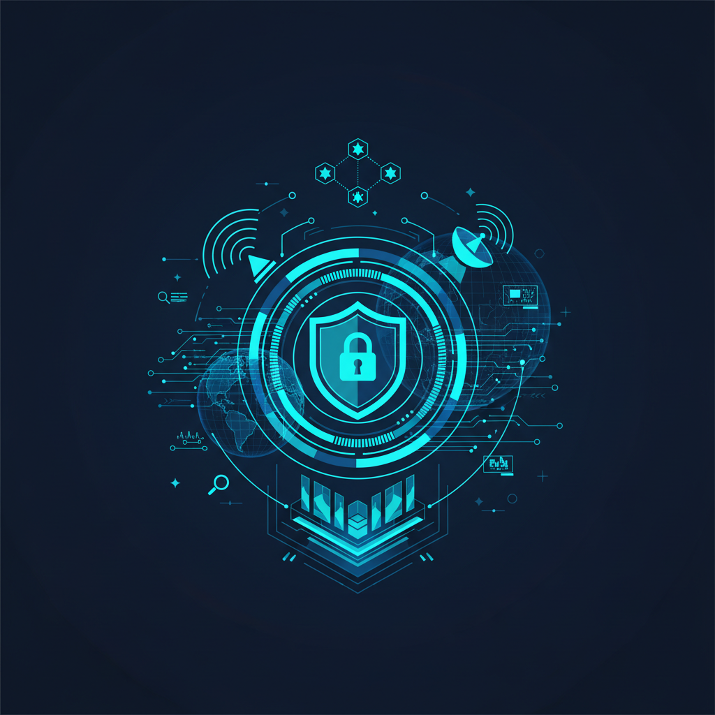 Cartoon lock with five steps, symbolizing social media security