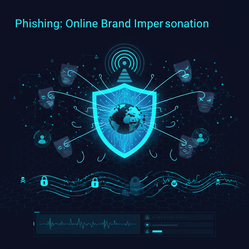 Phishing scammer's hand holding a smartphone with a fake bank login screen, illustrating online brand impersonation