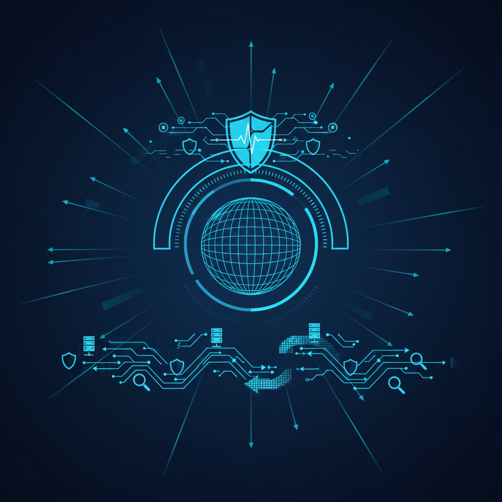 Abstract illustration: a padlock with gears and cogs, symbolizing security as an ongoing process